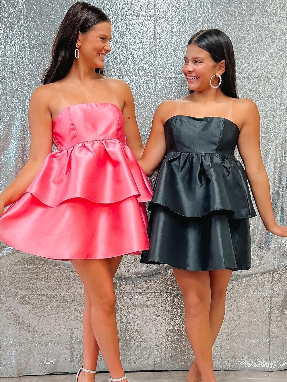 New Fashion Nova Elegant Black Strapless Tired Mini Glam Dress Size Small